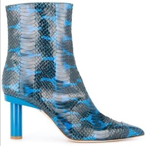 Tibi Blue Snakeskin Gavin Booties